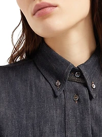 Belted Shirt Dress with Precious Collar Details