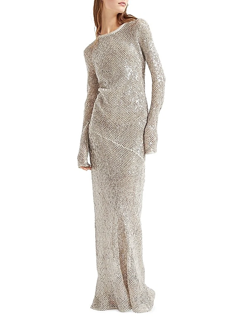 Dazzling Net Embroidery Knit Dress