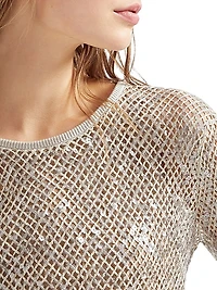 Dazzling Net Embroidery Knit Dress