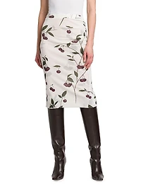Cherry Ruched Midi-Skirt