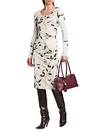 Cherry Ruched Midi-Skirt