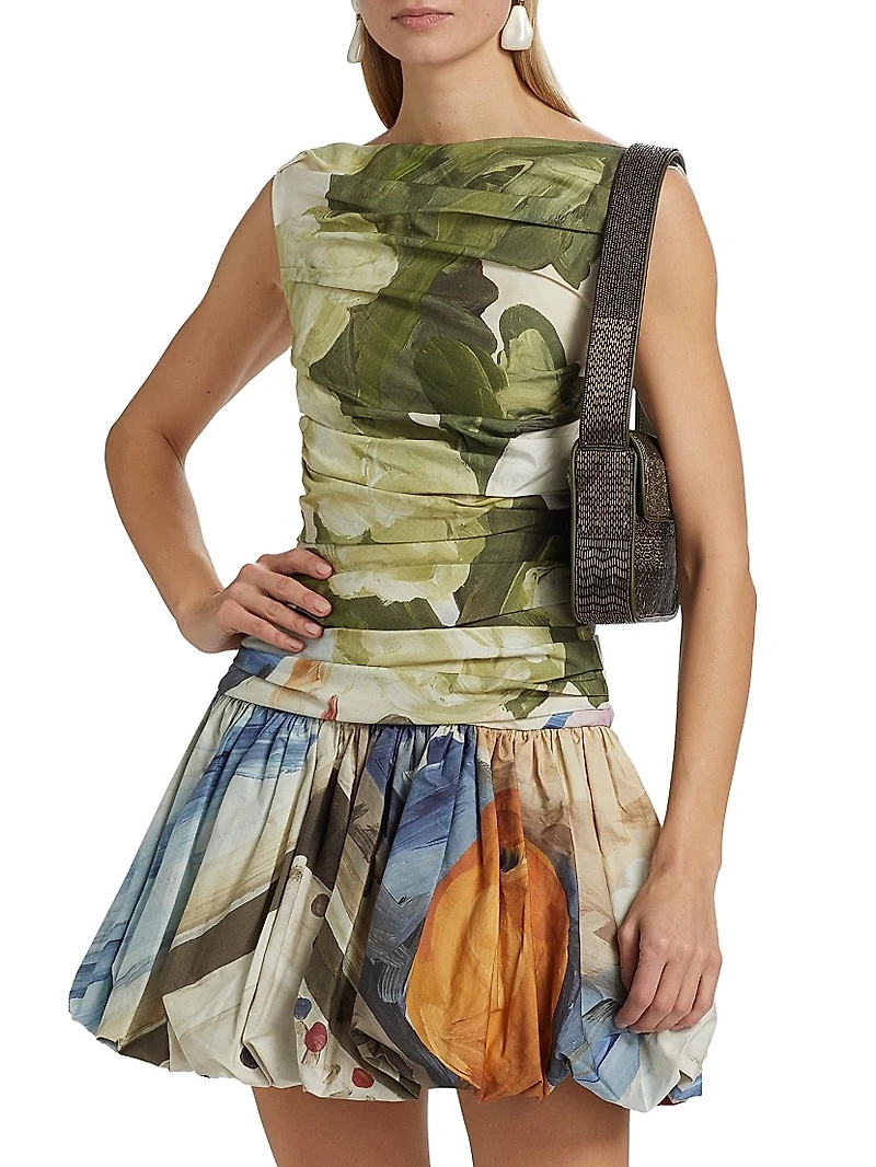 Nershall Floral Draped Minidress