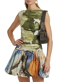 Nershall Floral Draped Minidress