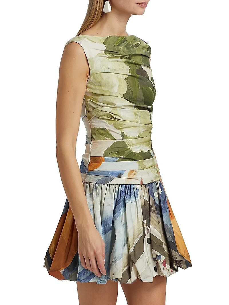 Nershall Floral Draped Minidress