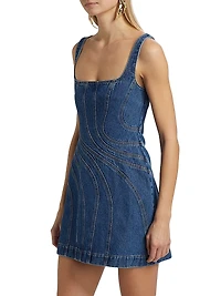 Renhold Cotton Denim Fitted Minidress