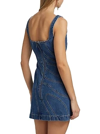 Renhold Cotton Denim Fitted Minidress