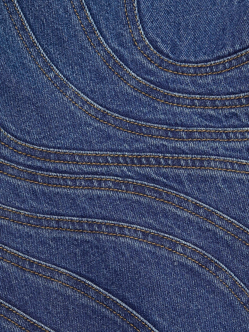 Renhold Cotton Denim Fitted Minidress