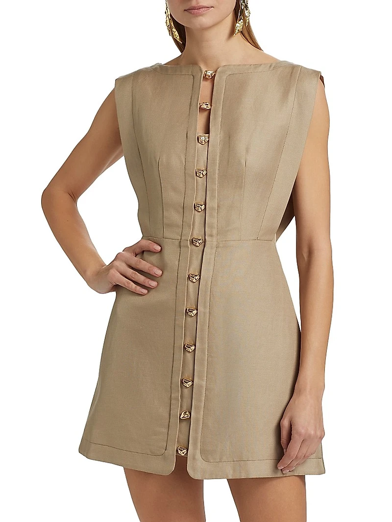 Cinderford Linen-Blend Sleeveless Minidress