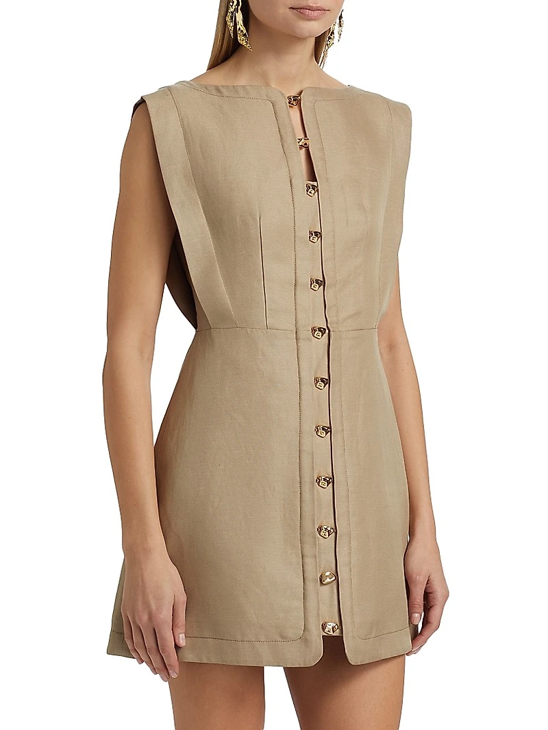 Cinderford Linen-Blend Sleeveless Minidress