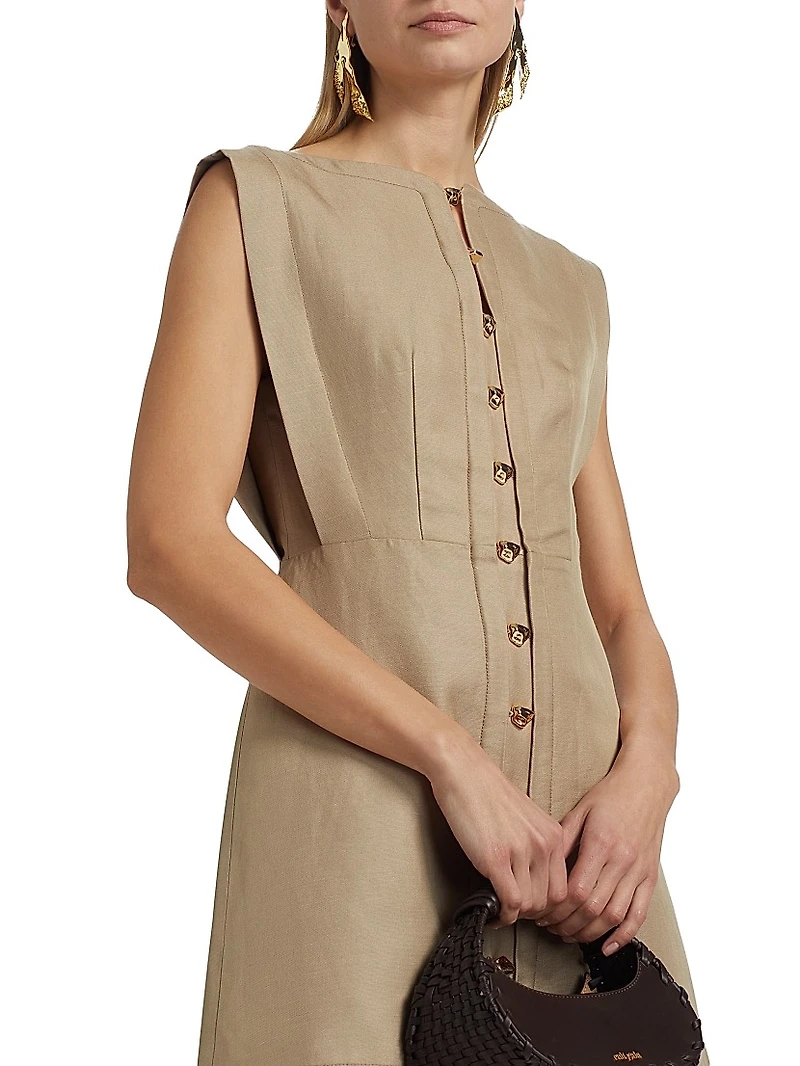 Cinderford Linen-Blend Sleeveless Minidress