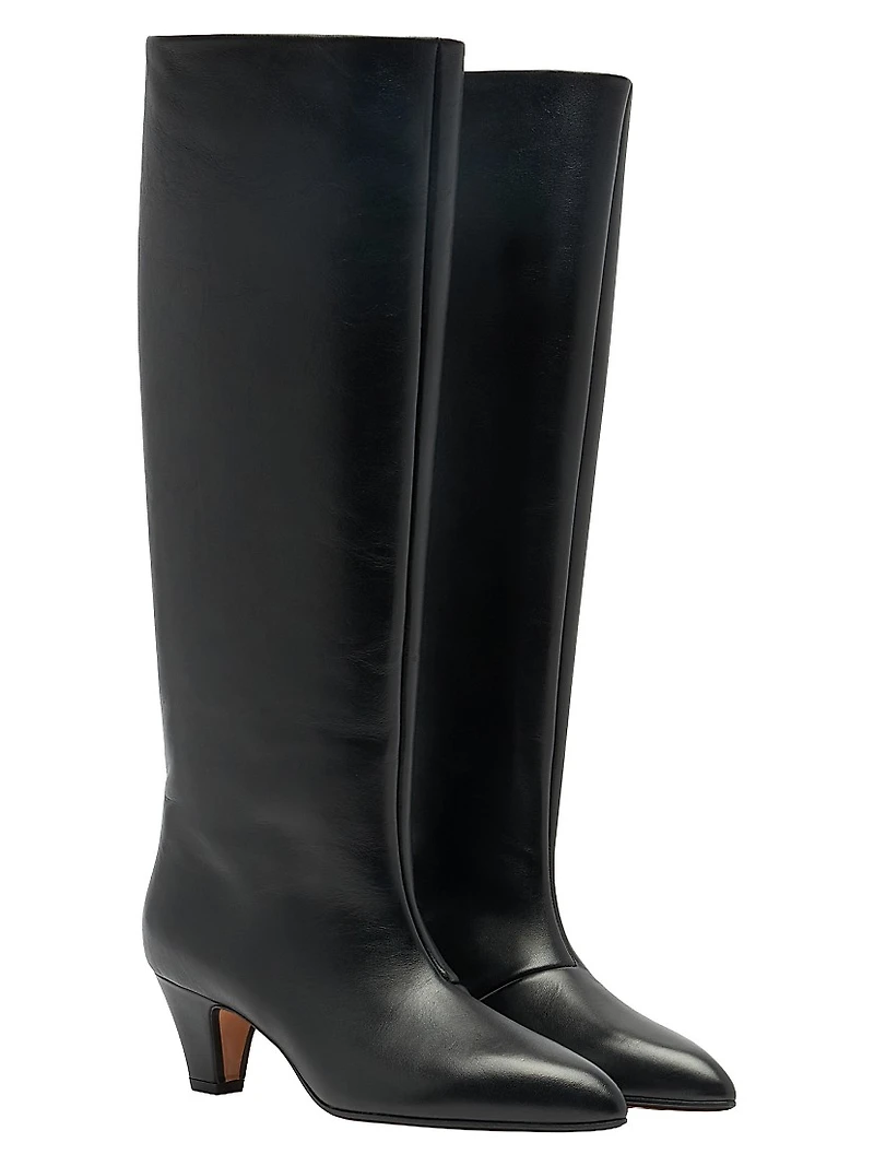 Arval 55MM Leather Block-Heel Boots