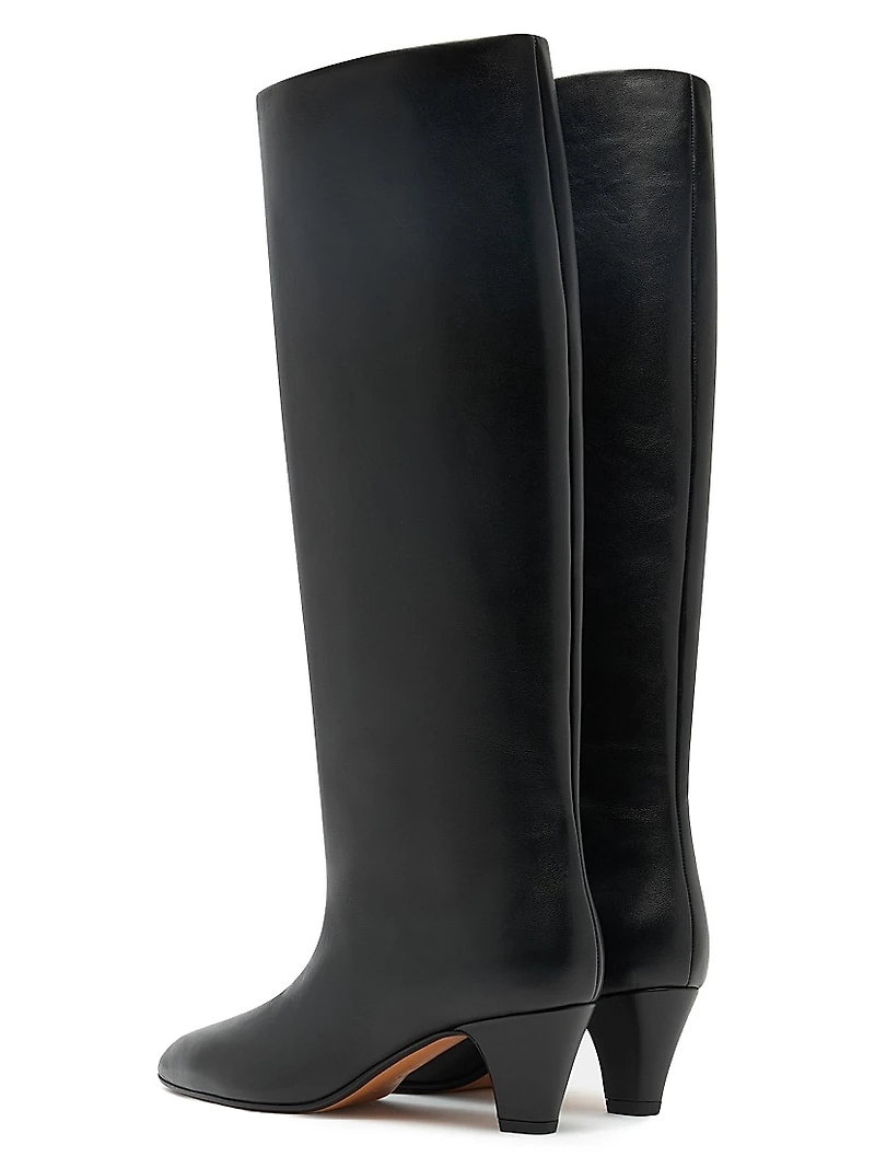 Arval 55MM Leather Block-Heel Boots