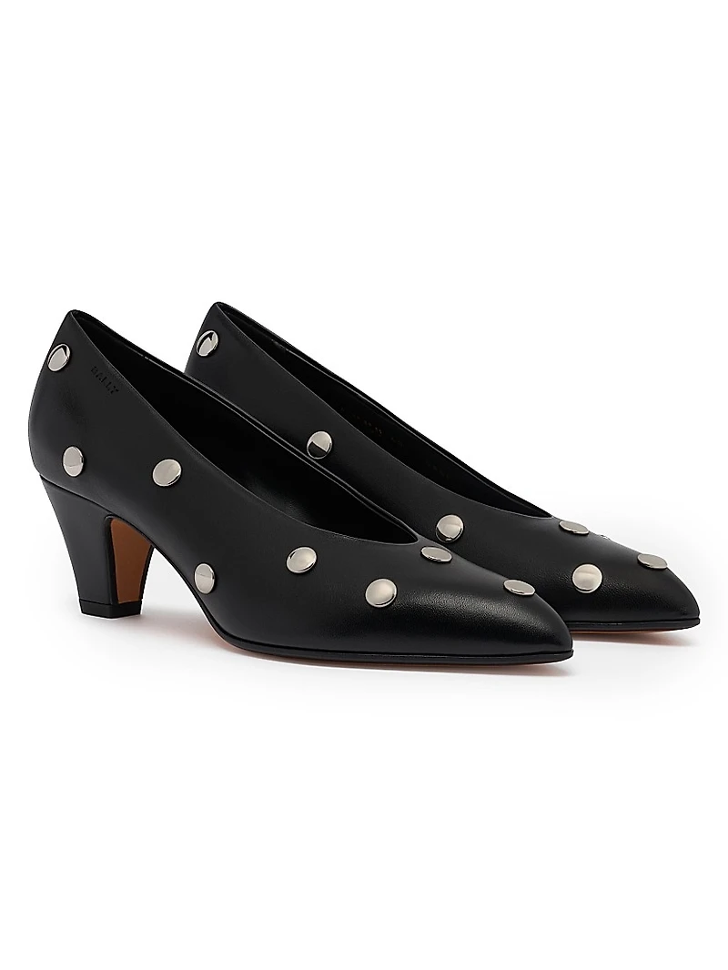 Aline 55MM Studded Leather Pumps