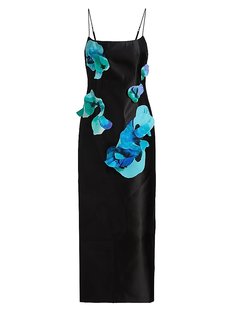 Parrfold Peal Appliqué Midi-Dress