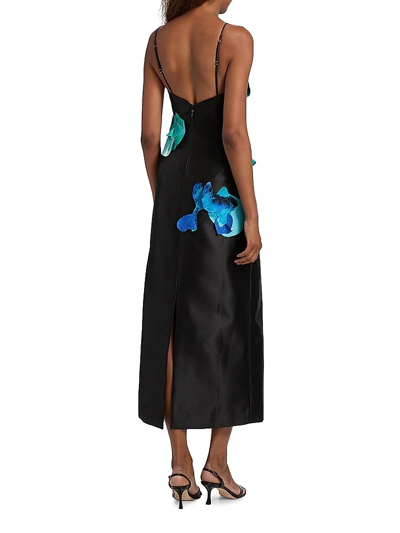 Parrfold Peal Appliqué Midi-Dress