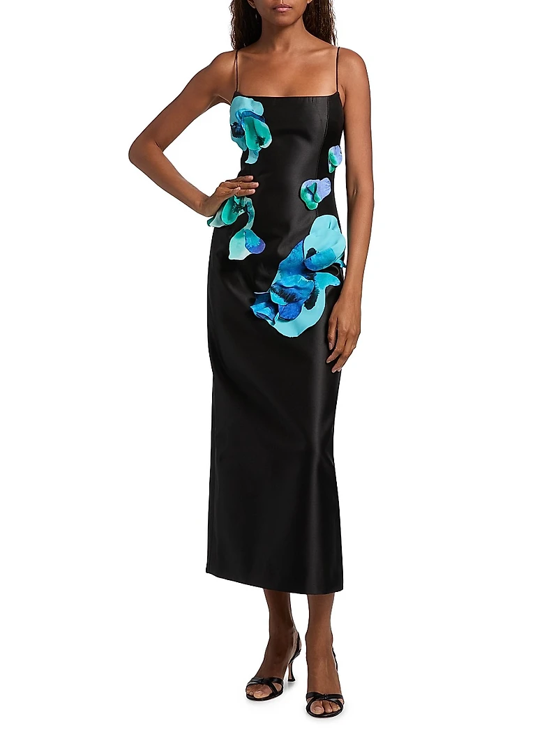 Parrfold Peal Appliqué Midi-Dress