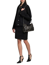 Lace-Trimmed Denim Button-Front Jacket