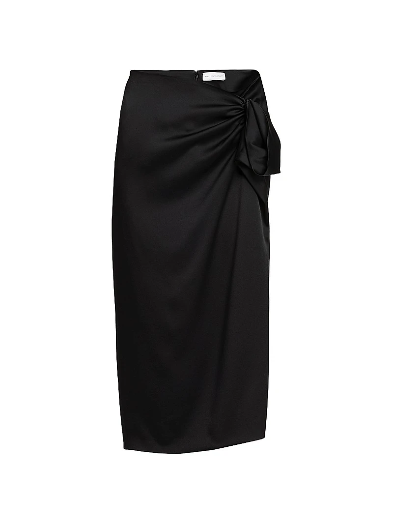Gathered Satin Midi-Skirt