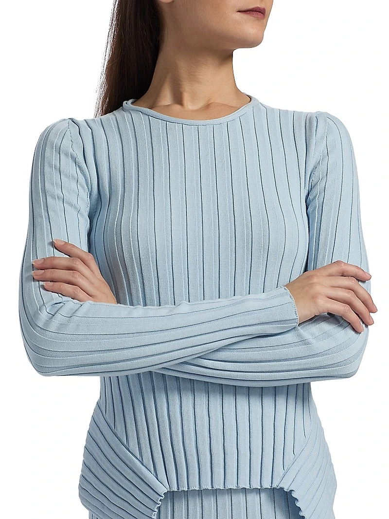 Textured Knit Long-Sleeve Top