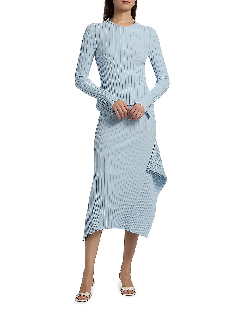 Textured Knit Long-Sleeve Top