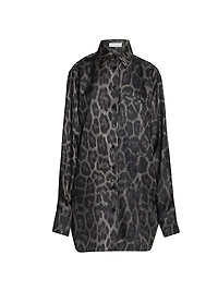 Leopard Silk Button-Front Shirt