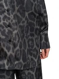 Leopard Silk Button-Front Shirt