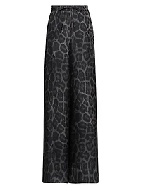 Leopard Silk Wide-Leg Pajama Pants