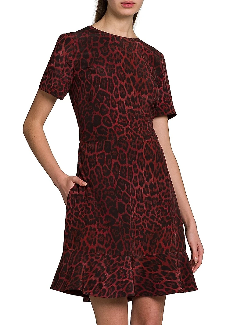 Iconic Leopard Silk Crewneck Minidress