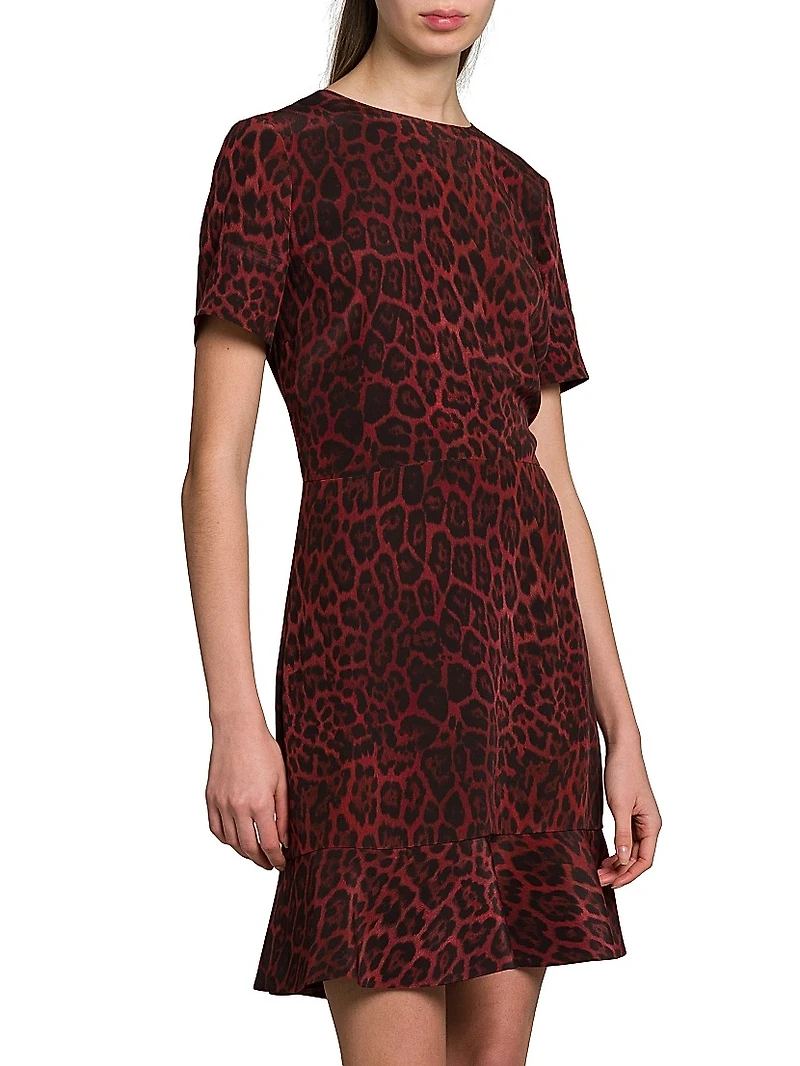 Iconic Leopard Silk Crewneck Minidress