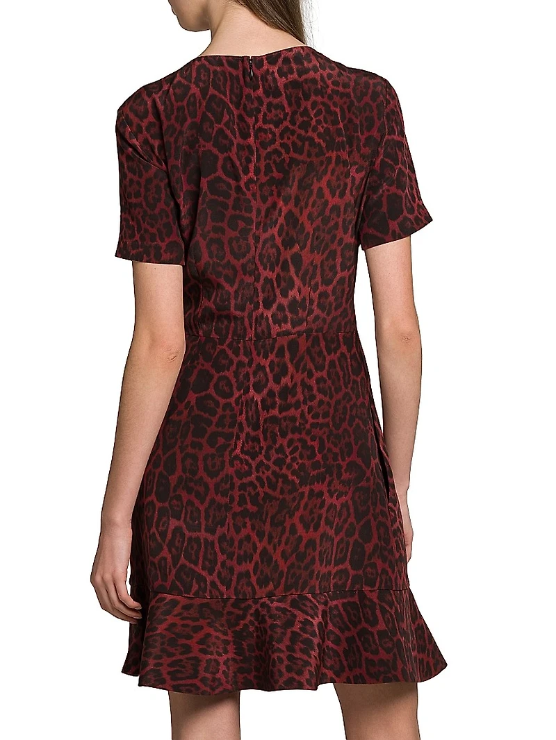Iconic Leopard Silk Crewneck Minidress