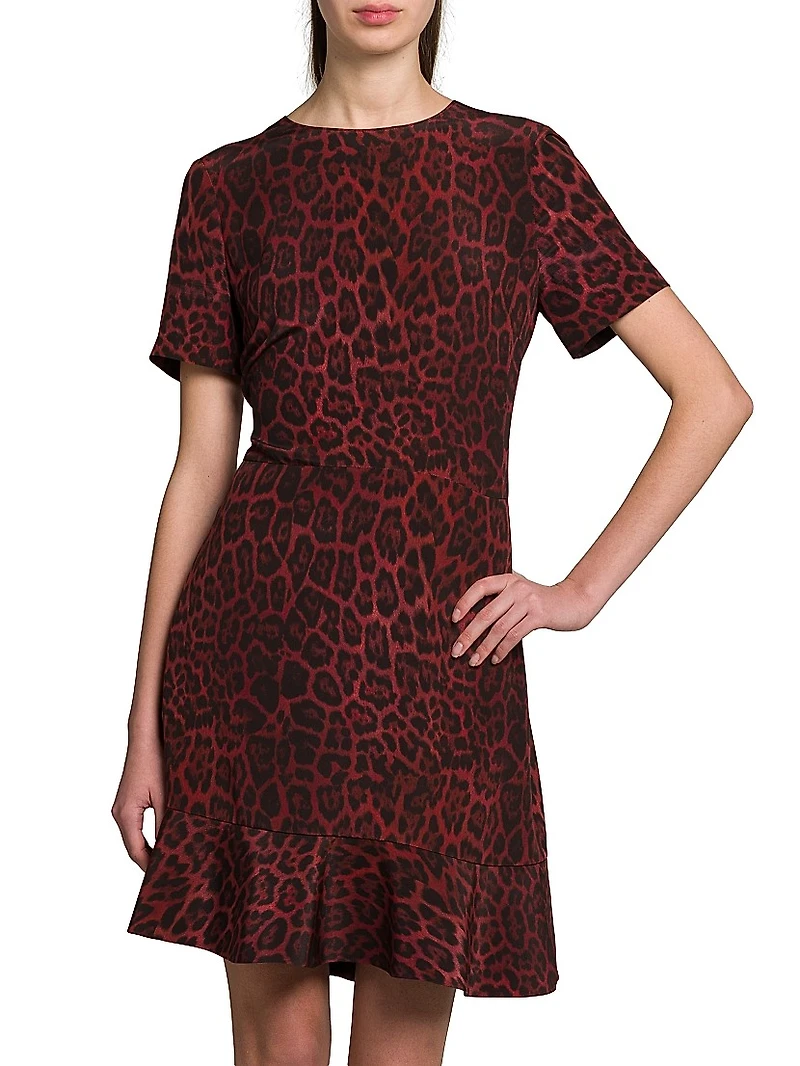 Iconic Leopard Silk Crewneck Minidress