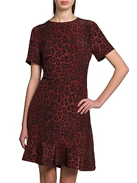 Iconic Leopard Silk Crewneck Minidress