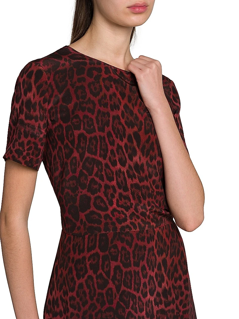 Iconic Leopard Silk Crewneck Minidress