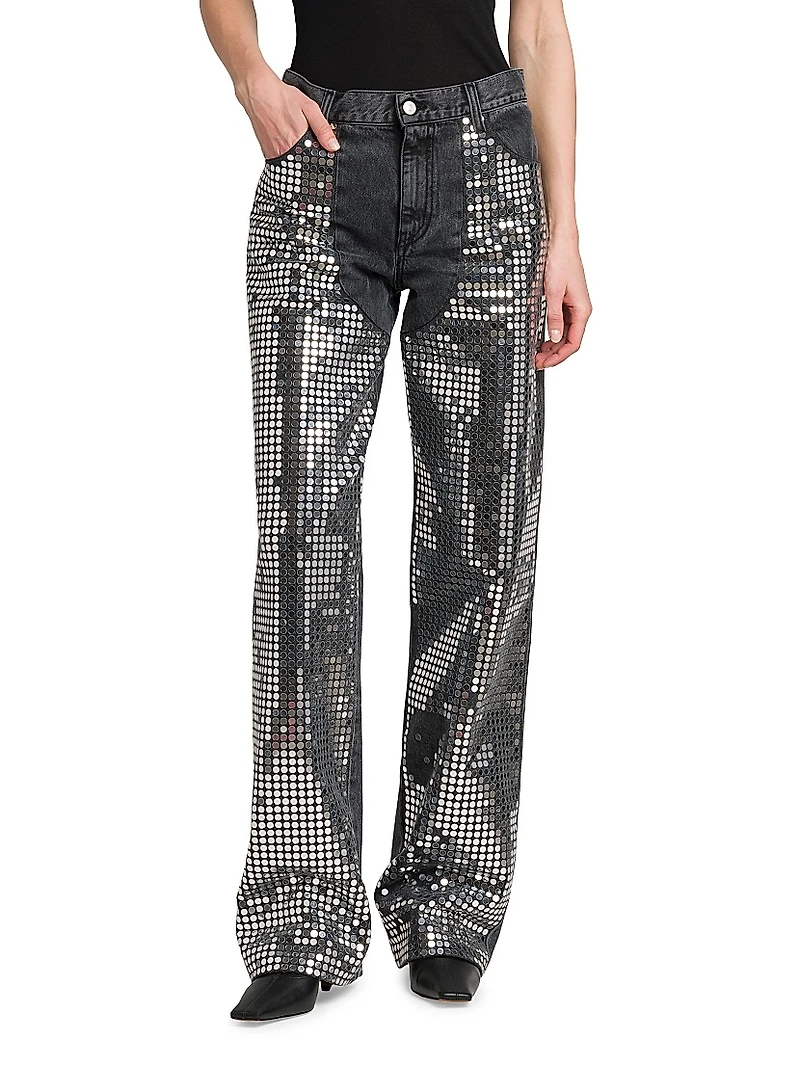 Mirror Denim High-Rise Straight-Leg Jeans