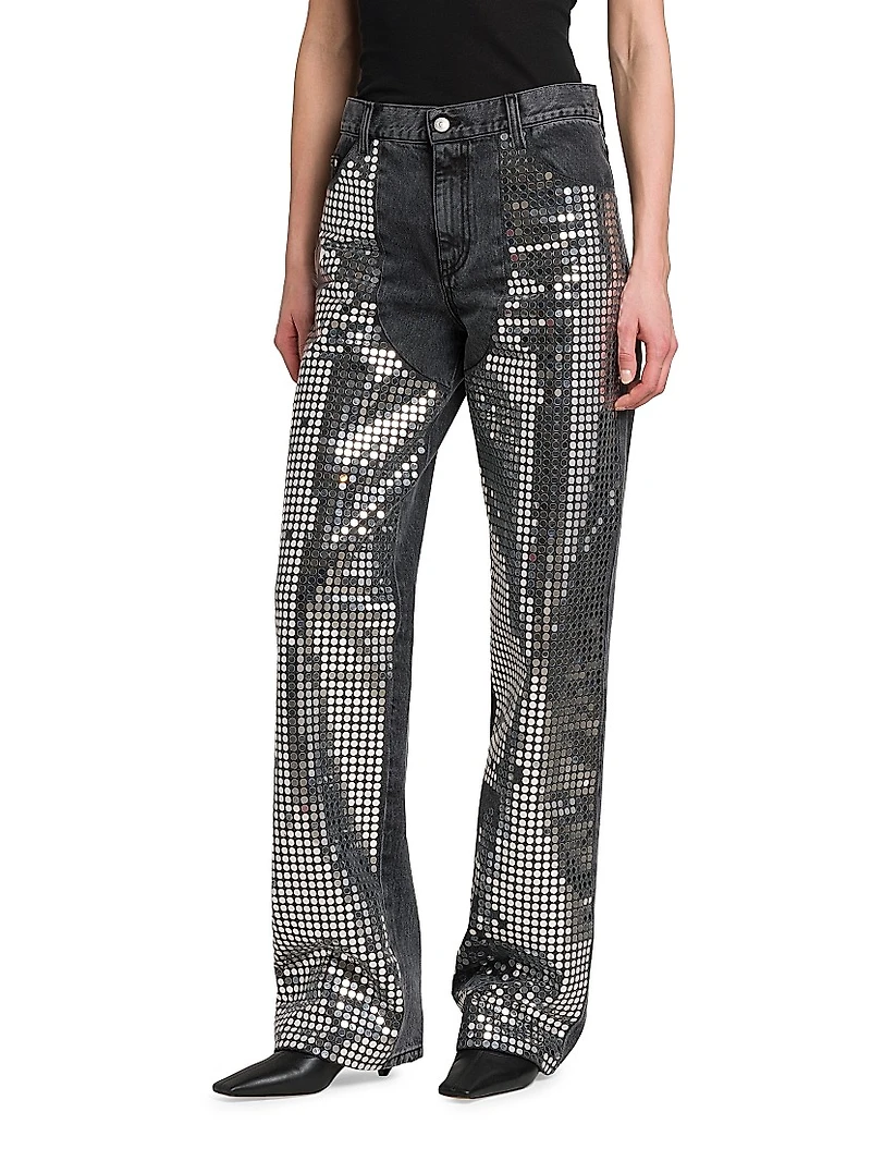 Mirror Denim High-Rise Straight-Leg Jeans