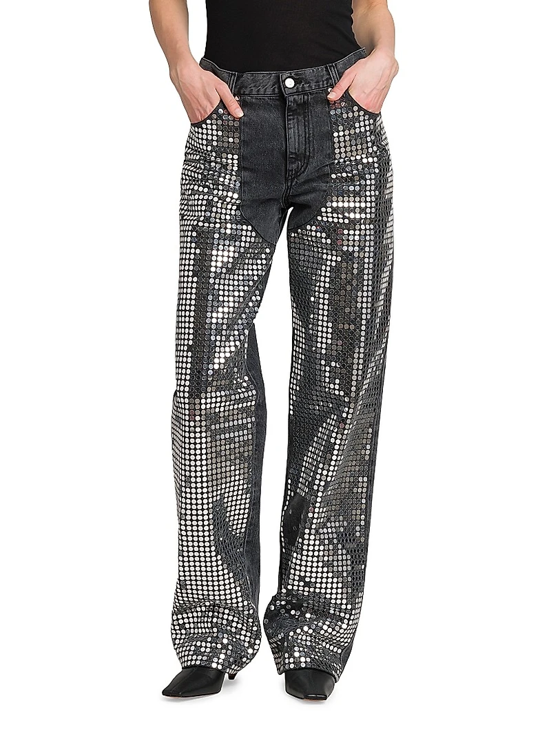Mirror Denim High-Rise Straight-Leg Jeans