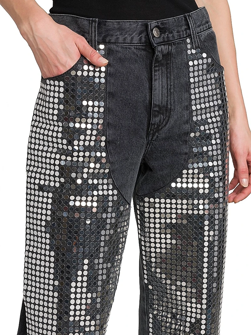 Mirror Denim High-Rise Straight-Leg Jeans