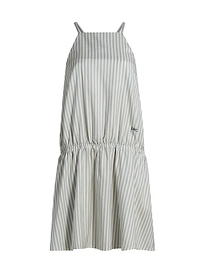 Silk-Wool Stripe Sleeveless Dress