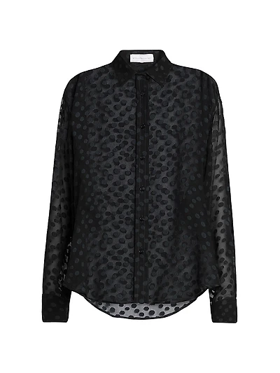 Dots Sheer Crepon Button-Front Shirt