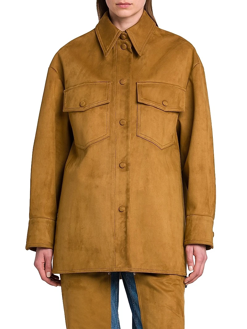 Alter Faux-Suede Button-Front Overshirt