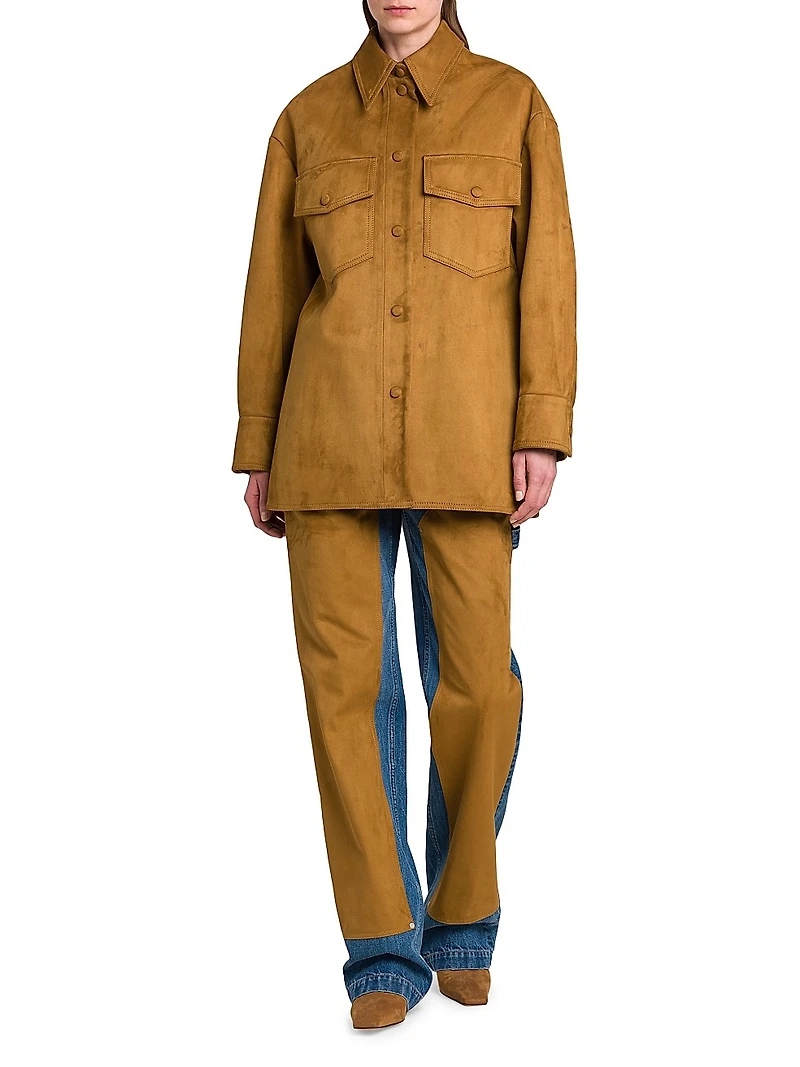 Alter Faux-Suede Button-Front Overshirt