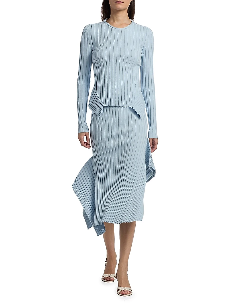 Textured Knit Midi-Skirt