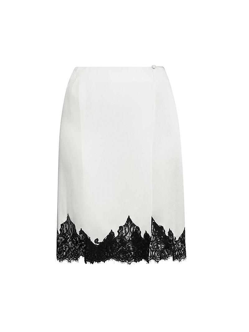Satin-Lace Wrap Mini-Skirt