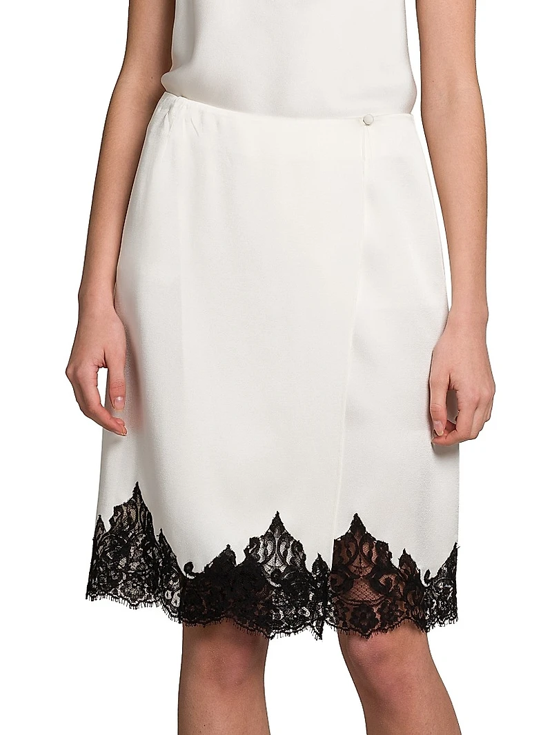 Satin-Lace Wrap Mini-Skirt