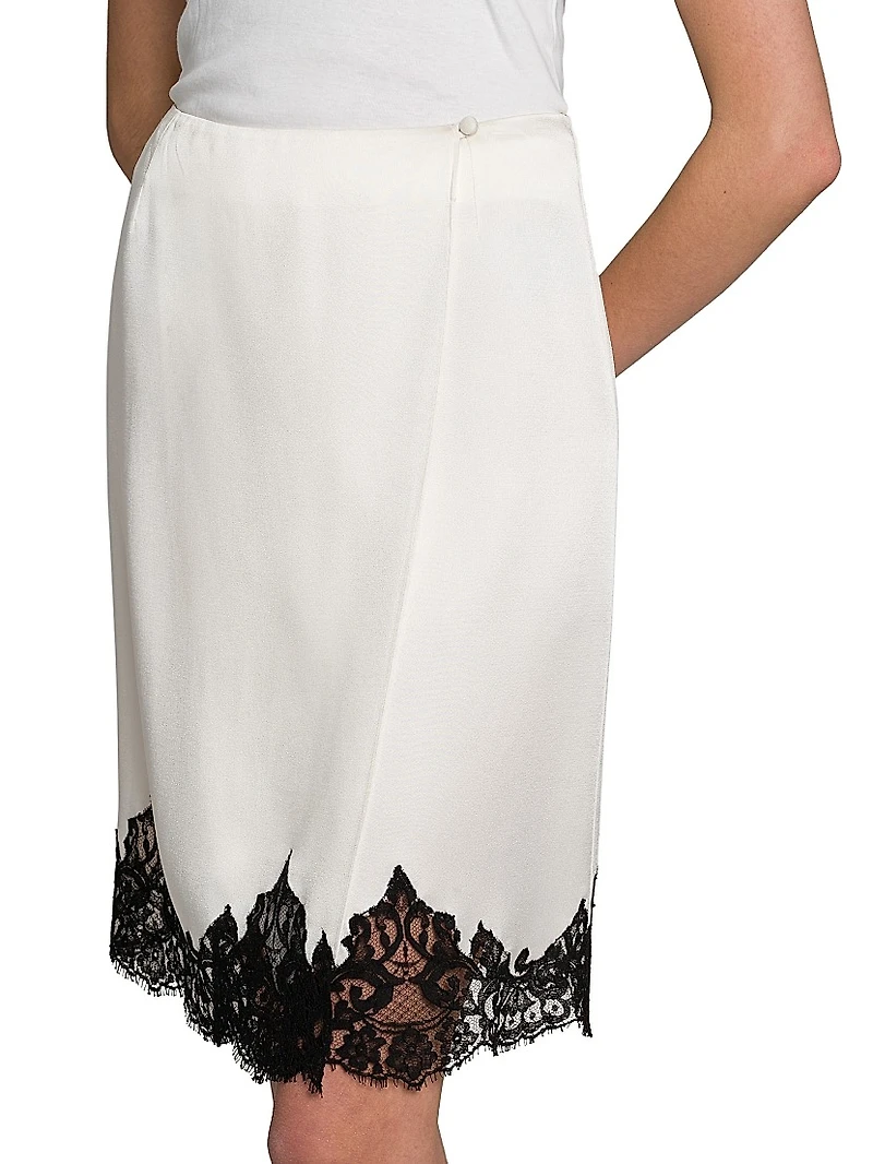 Satin-Lace Wrap Mini-Skirt