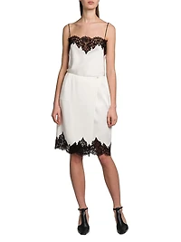 Satin-Lace Wrap Mini-Skirt