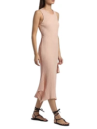 Textured Knit Cotton Midi-Dress