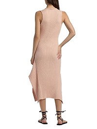Textured Knit Cotton Midi-Dress