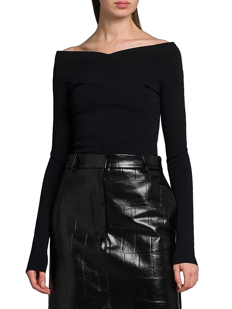 Compact Knit Off-the-Shoulder Top