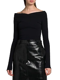 Compact Knit Off-the-Shoulder Top